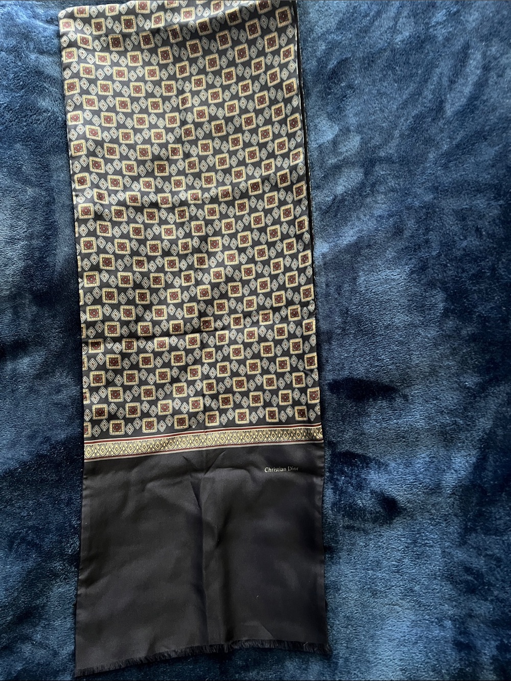 Dior Men's Silk Geometric Scarf in Black, Beige & Brown